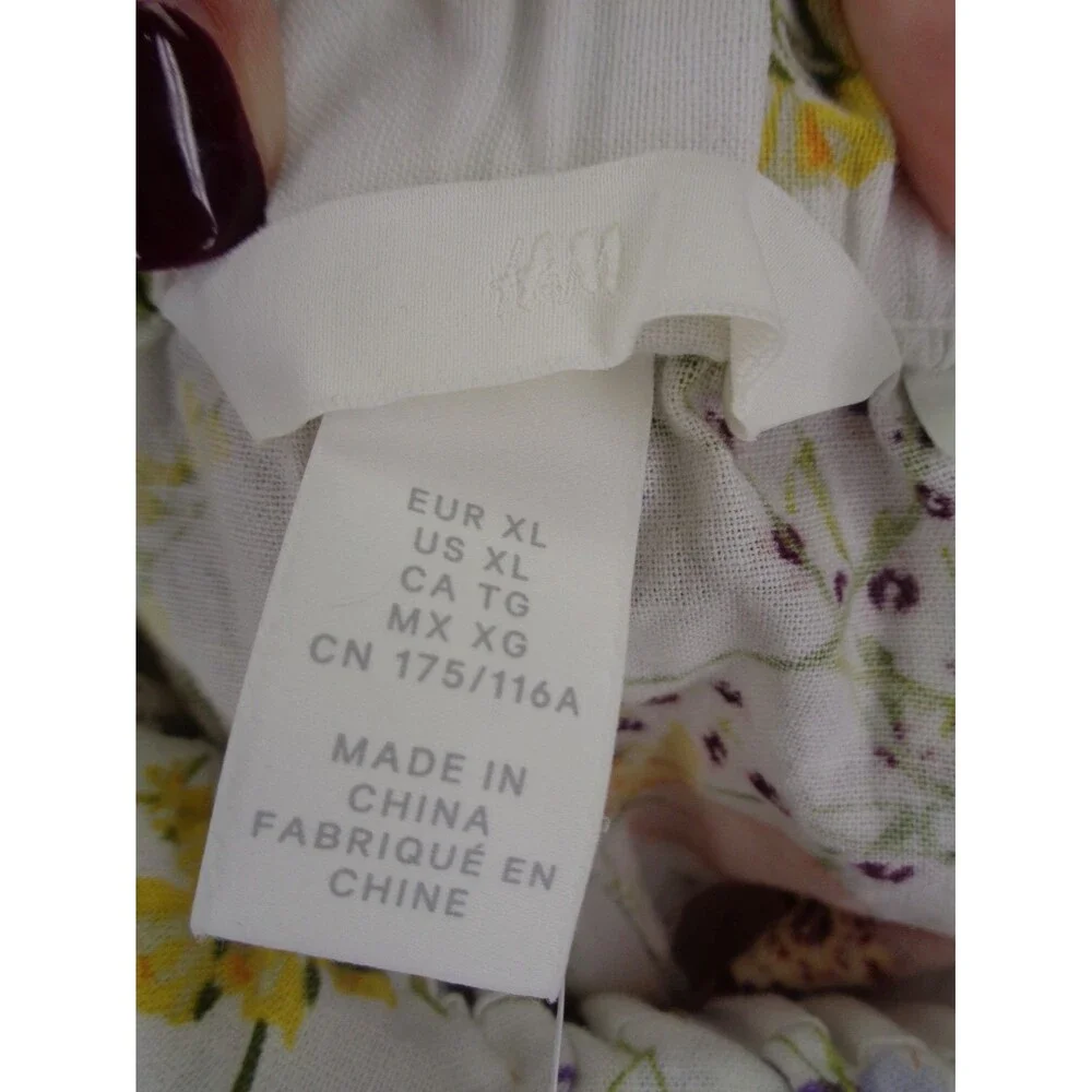 H&M Floral Linen Blend Romper Strappy Size XL Wildflower Meadow Collection New